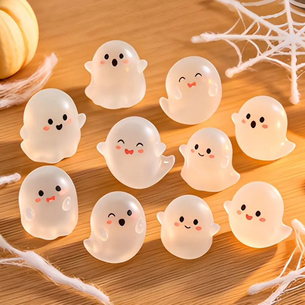 3/6pcs Random Face Glow Ghost Mini Figurines Resin In Dark Halloween Tabletop Decor YMY