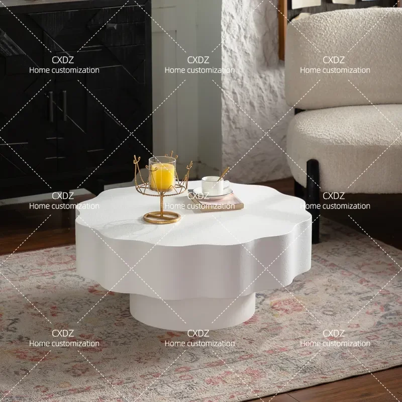 Cream Wind Shaped Coffee Table Modern Simple Living Room Small Apartment Leisure Balcony Negotiation Table Household