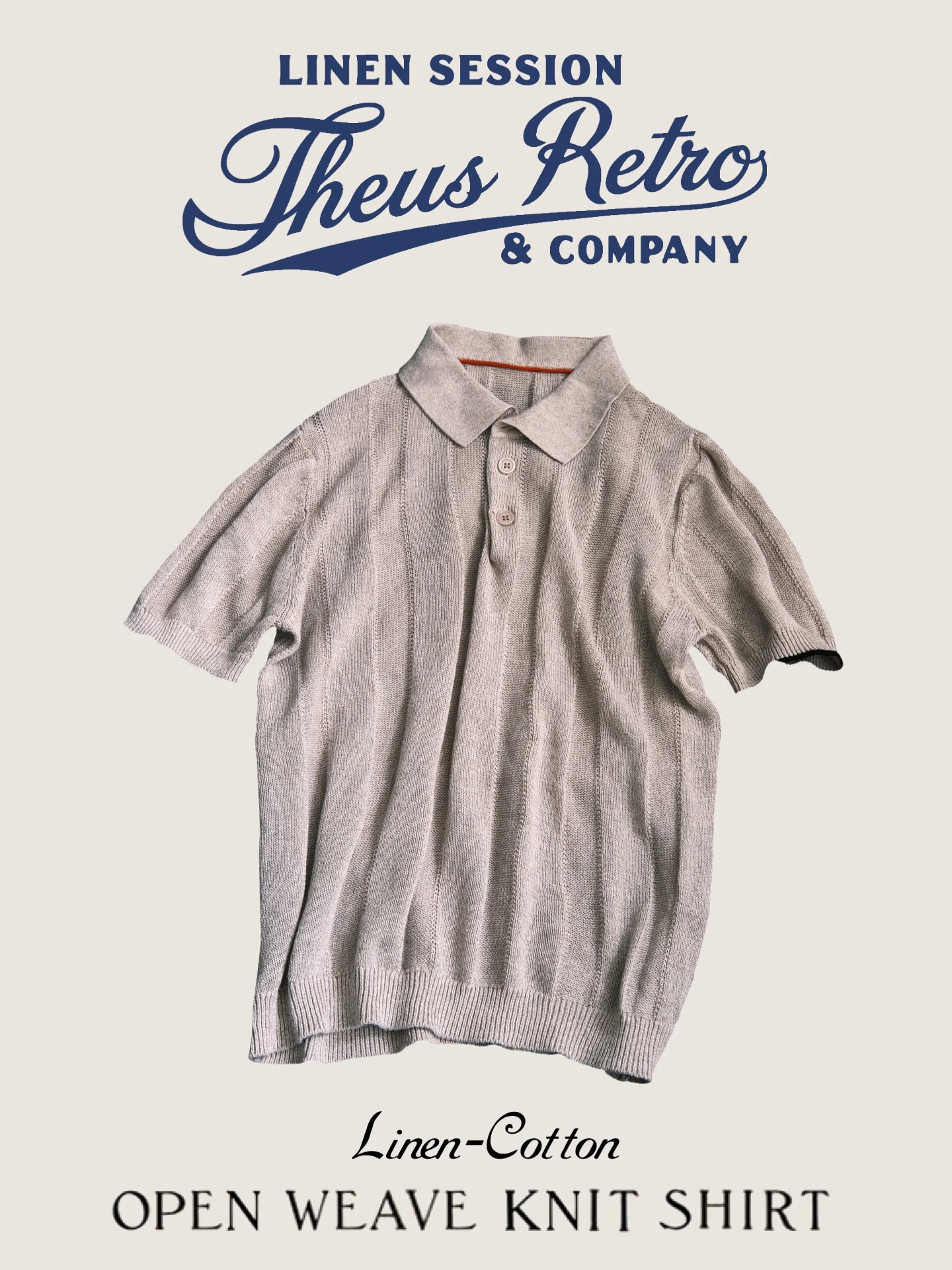 Broguia BC Linen Cotton Knitted  Shirt Italian Vintage Vertical Stripe Button-Up Breathable Moisture-Wicking Short Sleeve
