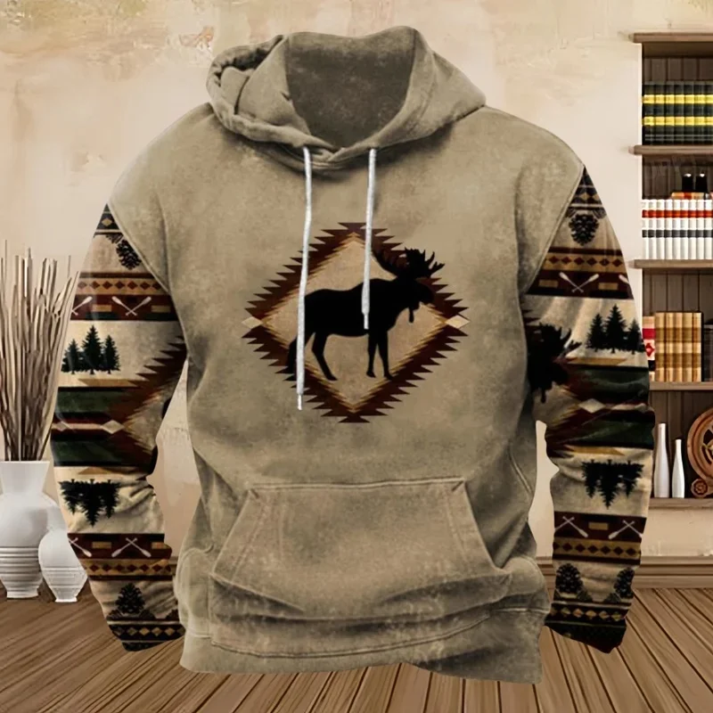 Hoodie Vintage Ethnic 3D Print Hoodies Men Women Fashion Hoodies Sweatshirts Running Coats Women Sweats Men's Clothing Native