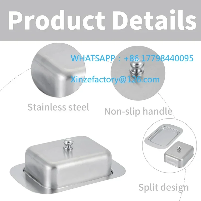 Customizable Butter Dish, Stainless Steel Butter Dish with Lid - Solid Cheese/Butter Container - Butter Cheese Kitchen Cooking S