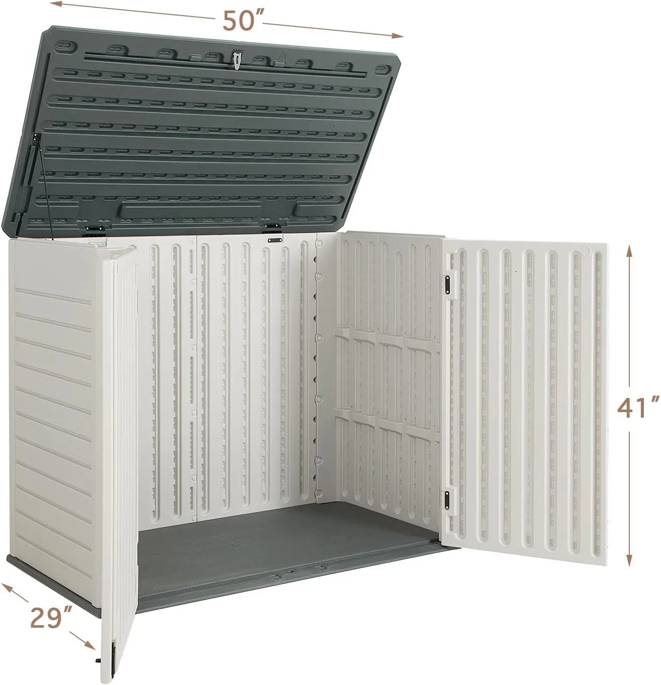 Imagem -03 - Horizontal Outdoor Resin Storage Shed 27 cu ft Weather Resistant Storage Box para Jardim Extra Large Capacidade Garden Storage