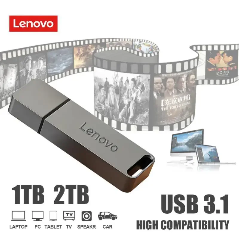 Lenovo 2TB U Drive USB 3.0 1TB 512GB Type-C High Speed Pen Drive Metal Waterproof USB Flash Drives Storage Memoria USB Stick