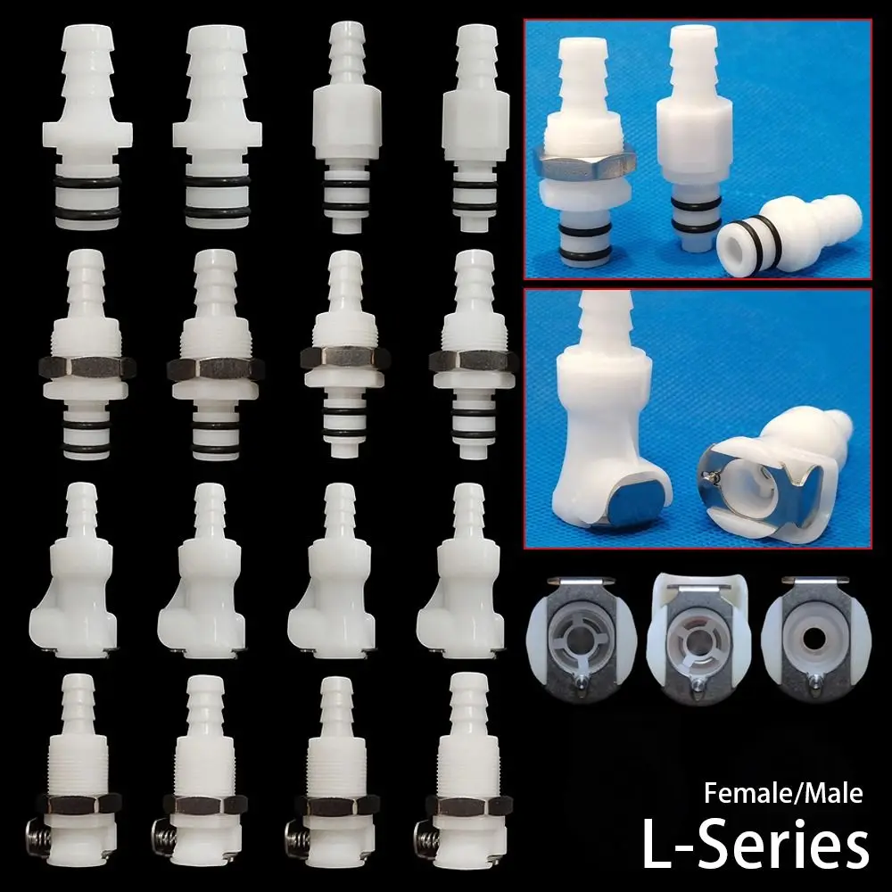 

1Pcs Disconnect Fitting Coupling Hose Joint Quick Shut-Off Tube Connector Hose Barb Valved L-Series 5/16 3/8 Quick Coupler