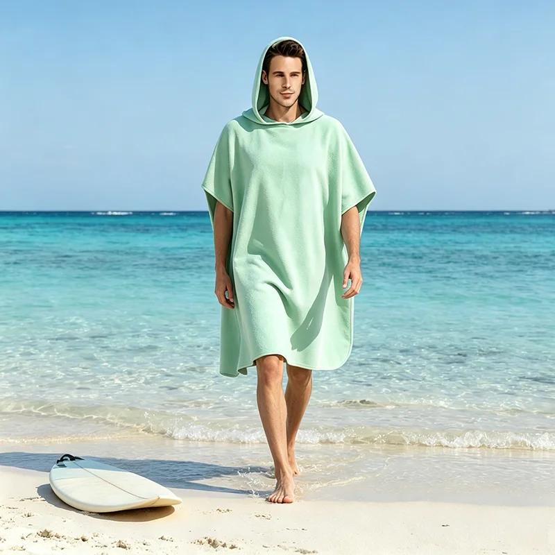 Microfiber Hooded Towel Poncho Quick Dry Absorbent Sand Free Soft Lightweight Beach Surf Swim Pool Travel Outdoor Durable - view 5