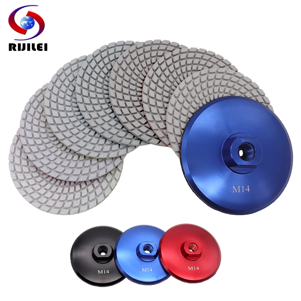 

8 Pcs 4 Inch Wet Polishing Pad Sharp 100 mm Flexible Diamond Polishing Pad Marble Granite Stone With M14 Aluminium Backer Pad