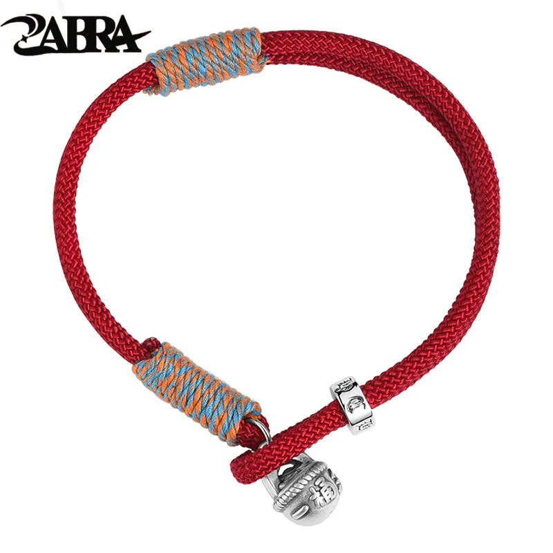 ZABRA 999 Sterling Silver Bucket Gold Bracelet for Men and Women's Ethnic Style 2024 Dragon Year Red Bracelet