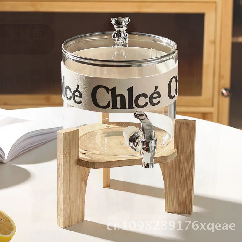 

Large Capacity Luxury Cold Water Kettle with Tap for Summer Fruit Drinks Wine Cooling Glass Ice Bucket with Sealed Lid Nordic