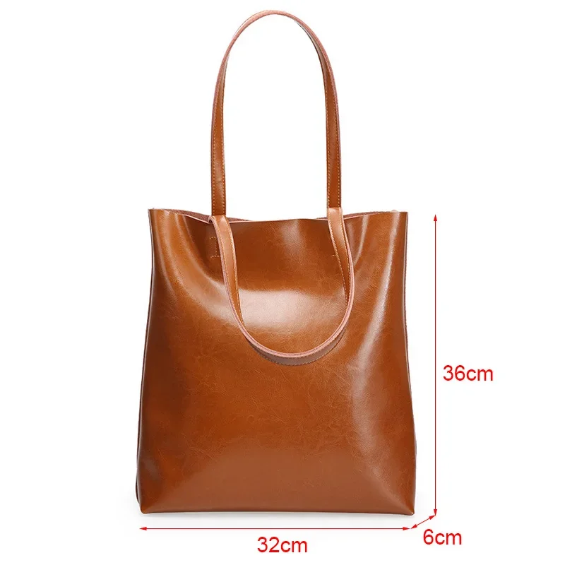 2024 Office Hand Shoulder Bags For Women Tote Cow Leather Bag Ladies Genuine Leather Handbags Big Women Bag Large Vintage Female