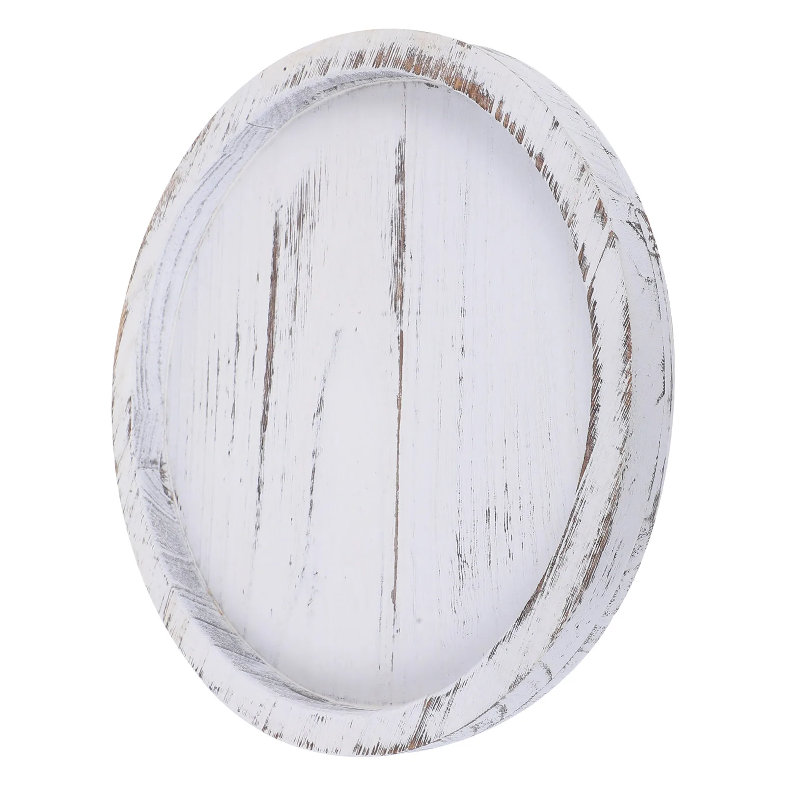 

Wooden Tray Round Vintage White Serving Platter Decorative Coffee Table Kitchen Living Room Storage Fruit Plate Retro Style