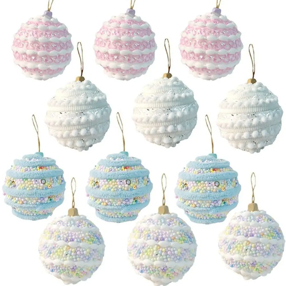 

3pcs 8cm Foam Christmas Balls Pendant Shatterproof Reusable Christmas Macaron Hanging Balls Elegant Colorful