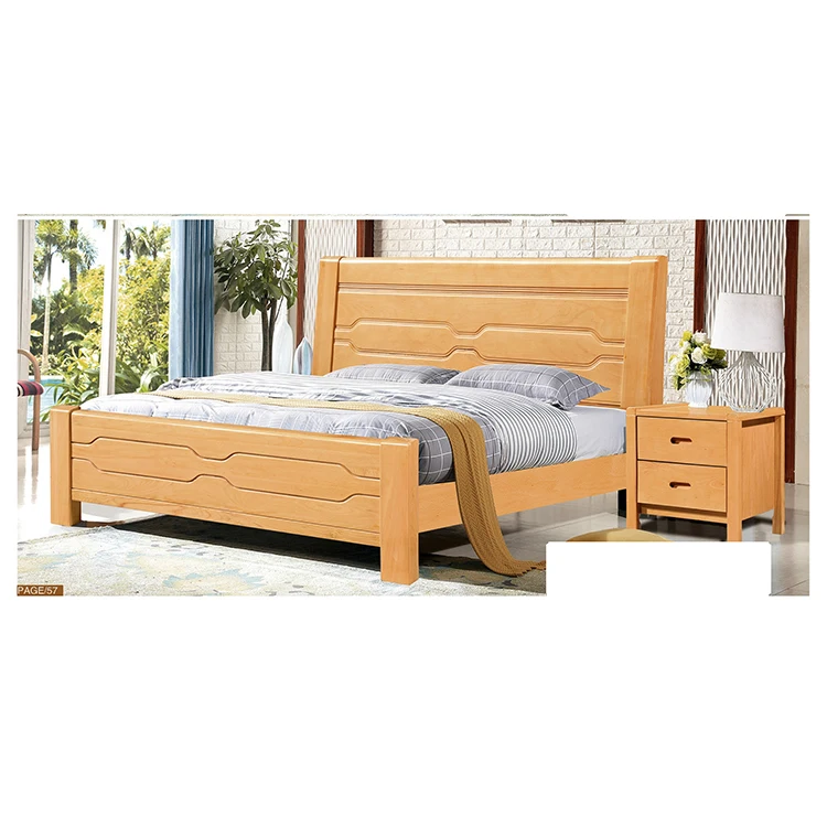 For 2021 Hot Sale Nordic Modern Style Bedroom Furniture King Size Wooden Bed  for Couples