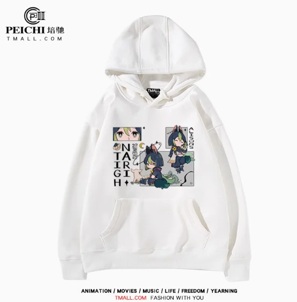 

Anime Genshin Impact Tighnari Hooded Hoodie Autumn Winter Cosplay Men Women Coat Loose Jacket Tops