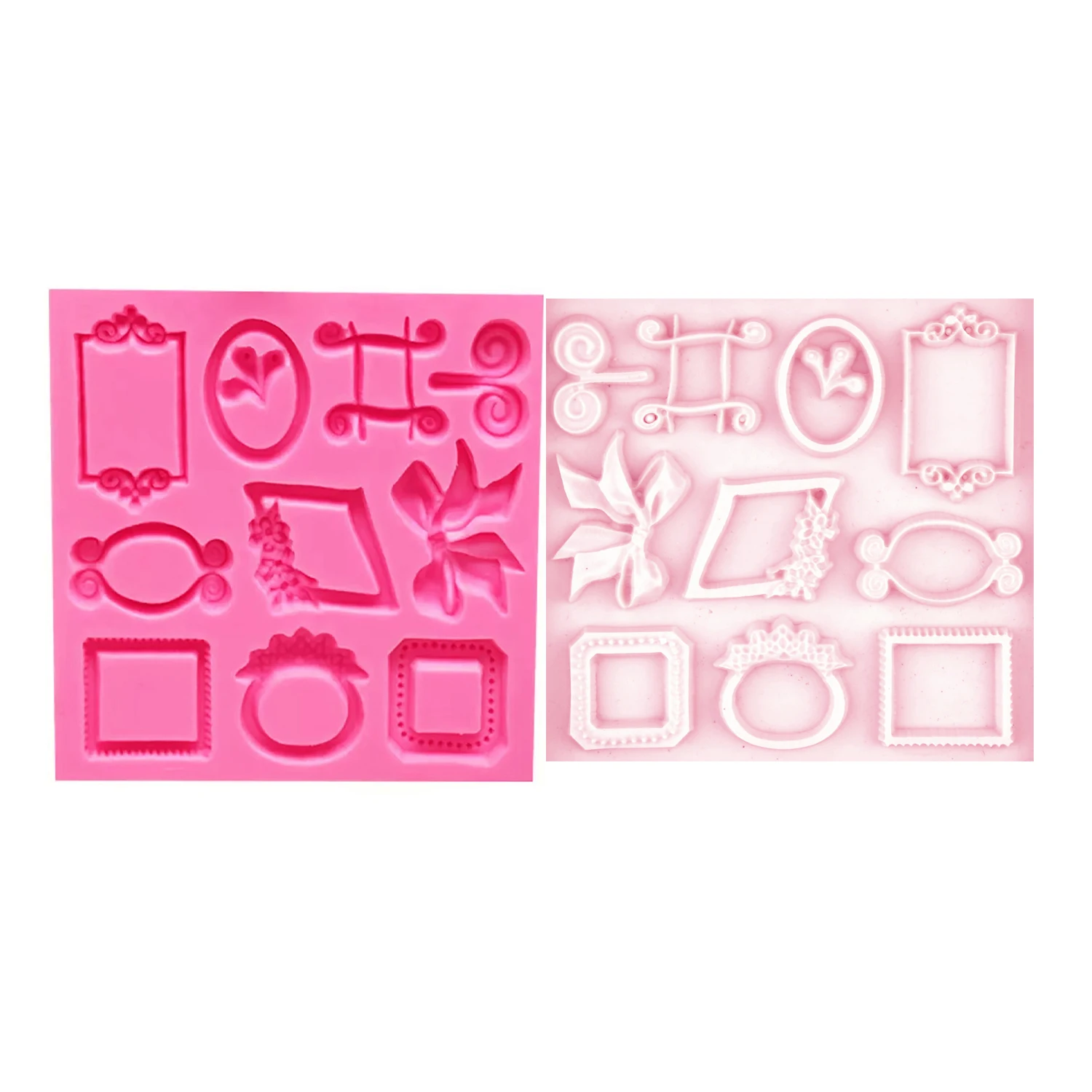 Big Square Frame Silicone Fondant Mold Cake Decorating Tool Sugarcraft Chocolate Gumpaste Mold Baking Bakeware Tools