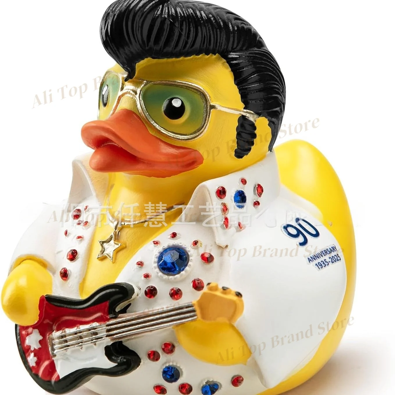 2026 New MJ Duck Creative Figurine & Keychain, White Glove Design with Rhinestones, Decorative Collectible