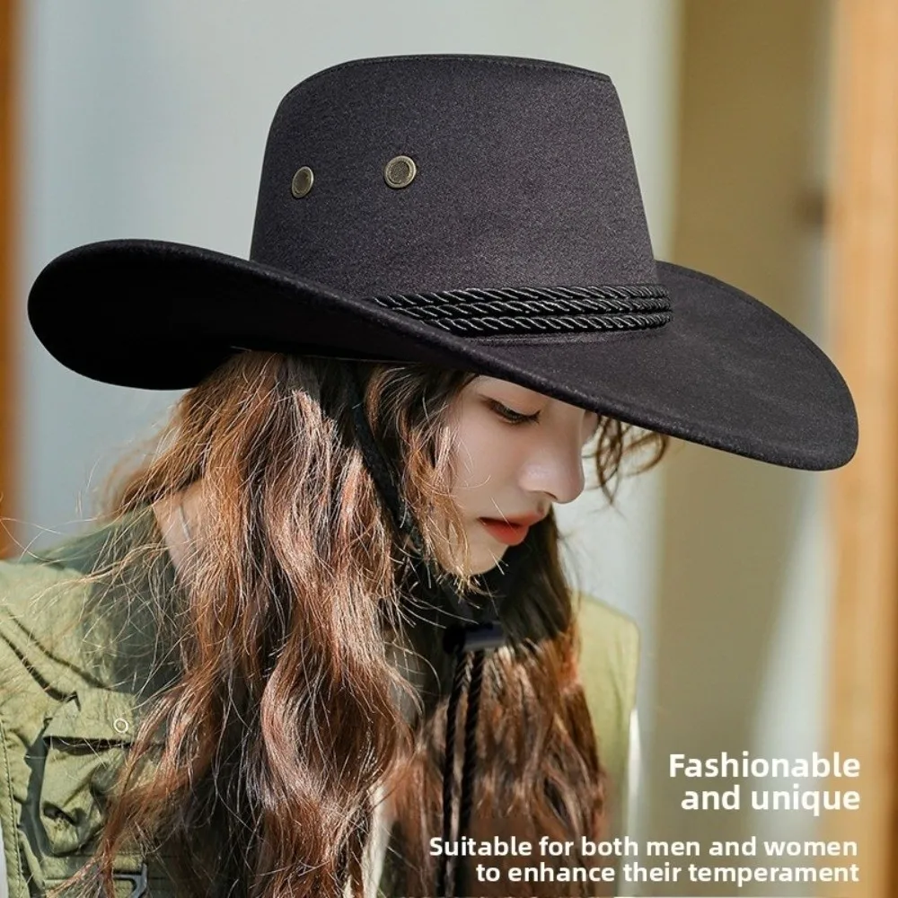 Wide Brim Western Cowboy Hat Knight Hat Climbing Hat Summer Sun Hat Sun Protection Cap Beach Cap Sunscreen Cap Woman/Female