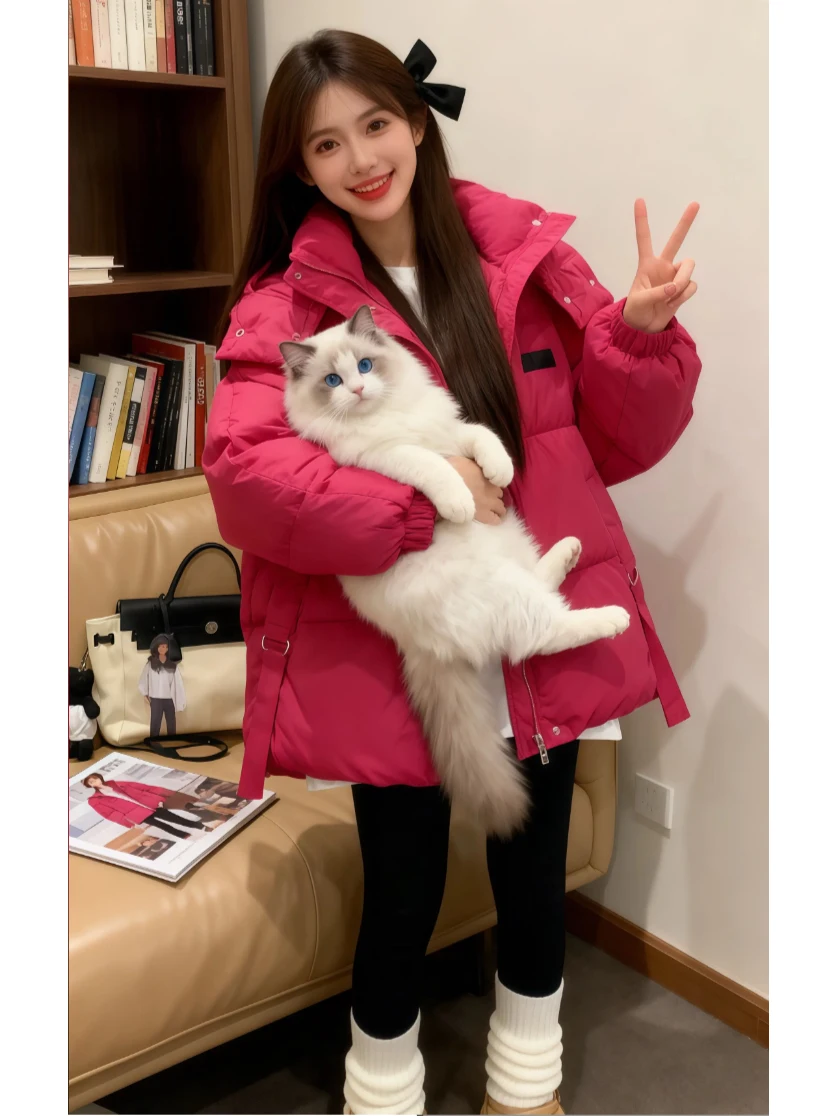 

Женская утепленная хлопковая куртка в корейском стиле, модная, свободного кроя, для повседневной носки, с длинными рукавами, на молнии