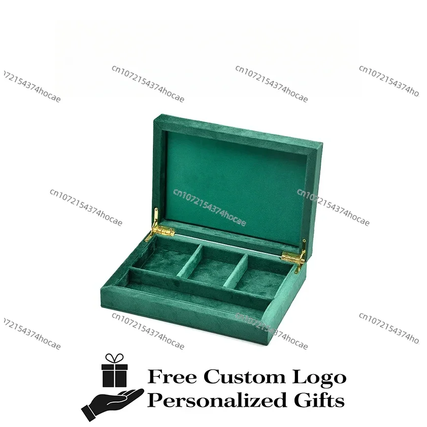 Personalized Logo Velvet Jewelry Box Magnetic Switch Necklace Storage Jewellery Box With Four Compartments For Organizing