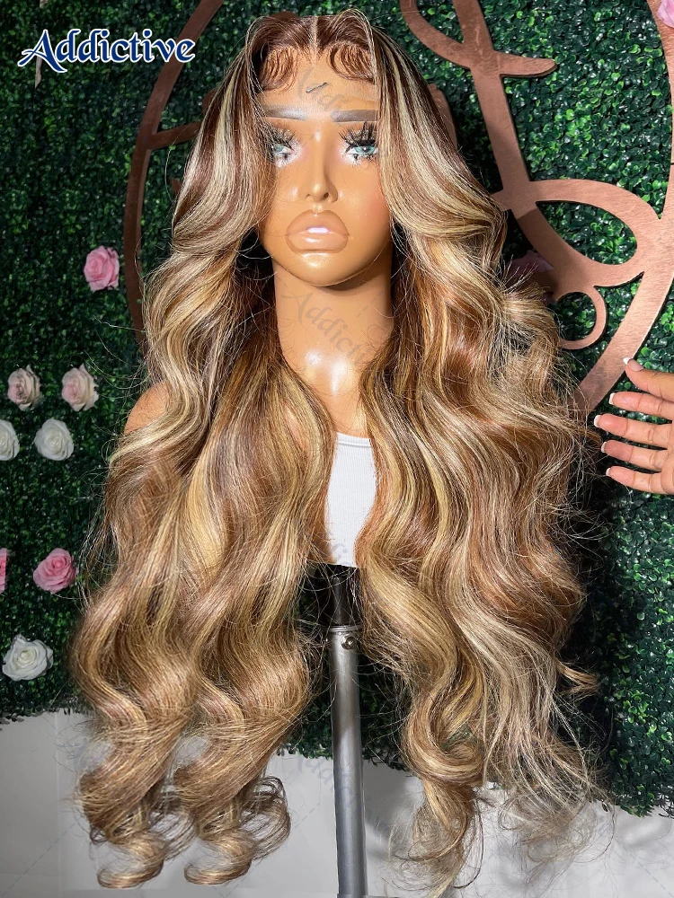 4/27 Highlight 13x4 Colored Lace Front Wigs Ombre Blonde Body Wave Human Hair Wig Brazilian 13x6 HD Transparent Lace Frontal Wig