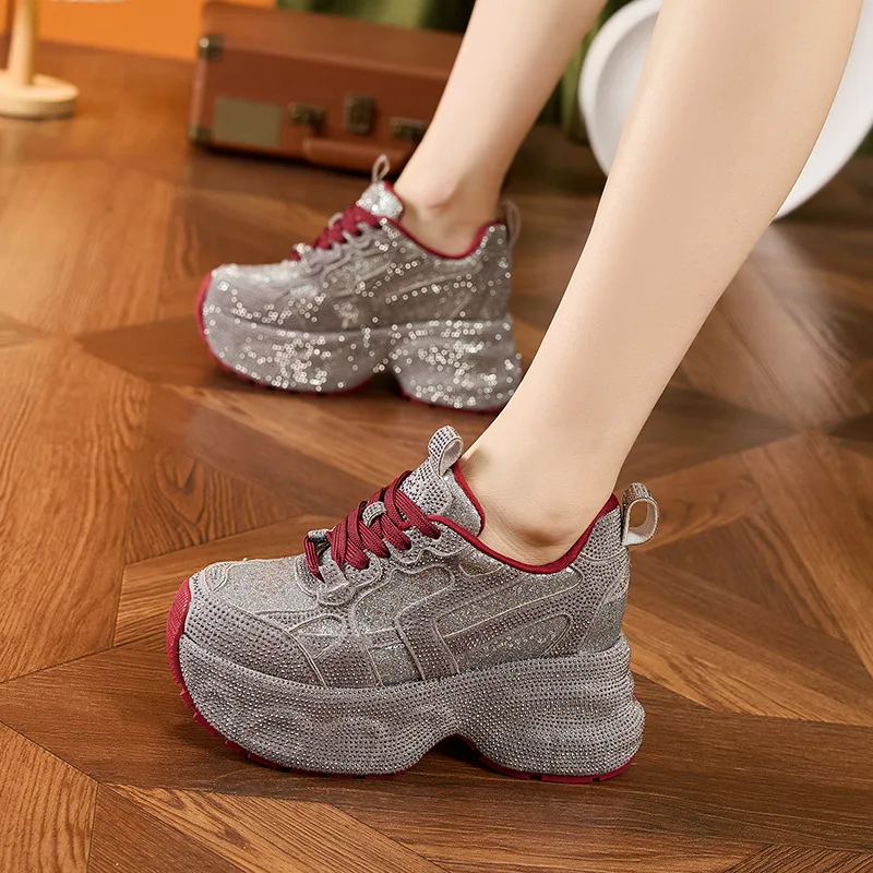 

Water Diamond Dad Shoes Women's Spring and Autumn 2025 New Fashion Versatile Women's Shoes Thick Bottom Casual Sports Shoes