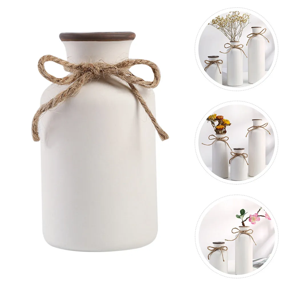 

1Pcs Ceramic Vase White Porcelain Simple Flower Vase Desktop Ornament Home Flower Pot Living Room Office Decoration