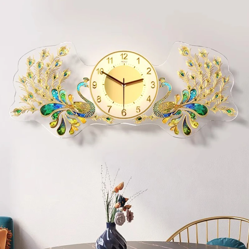 Nordische Mode Wanduhren Pfau große minimalist ische Luxus Wohnzimmer Wanduhr Kunst Wandbild moderne Relogio de Parede Wohnkultur