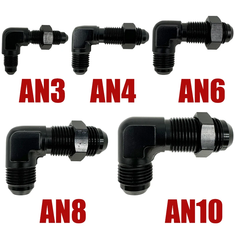 

Алюминиевый фитинг AN3 AN4 AN6 AN8 AN10, адаптер-переходник для топливного шланга, угловой 90 градусов, с гайкой, для топливной магистрали или проводной перегородки