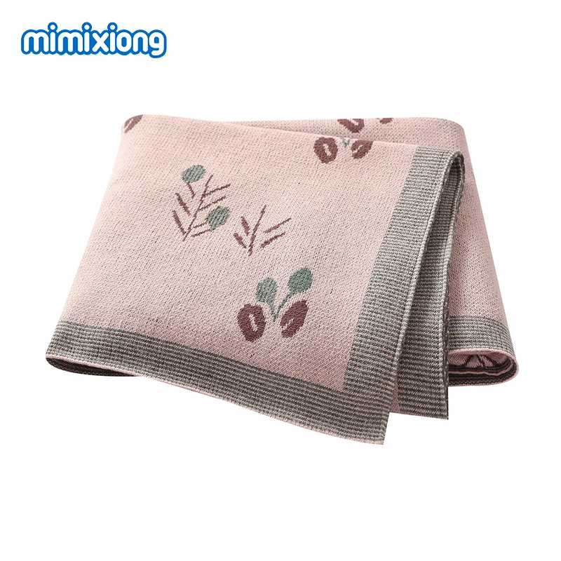 

100*80cm Newborn Baby Cotton Blankets Knitted Infant Boys Girls Stroller Bassinet Swaddle Wrap Cradle Quilts Breathable Cellular