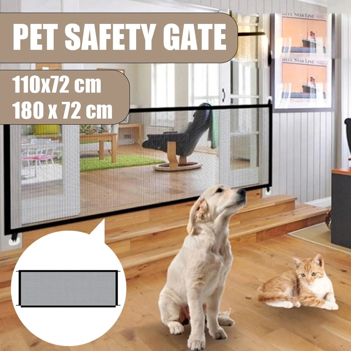 Pet Dog Barrier Safety Fences Gate Black Nylon Mesh Separation Guard Isolated Network Folding Breathable Mesh Play Safety Fence