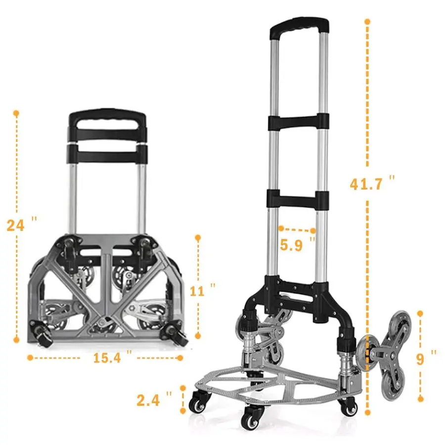 

Climbing Cart, Folding Hand Truck Dolly, Grocery Shopping Cart with Mute Wheels, 180lbs Weight Capacity Aluminum Hand Truck for