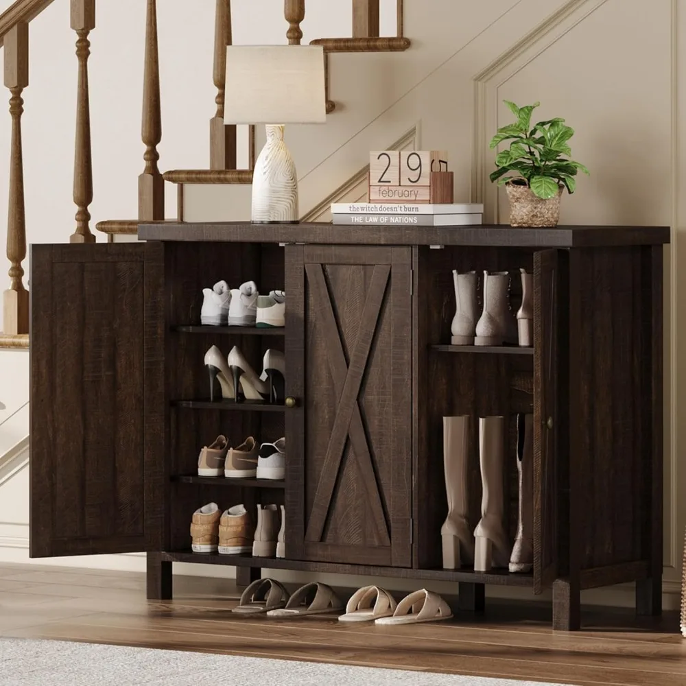 

Shoe Cabinet with Doors, Shoes Storage Cabinet Tier Entryway Shoe Storage, Large Shoes Organizer Cabinet for Living Room Hallway