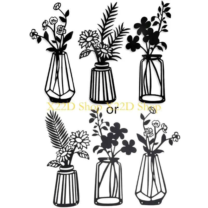 

X22D Metal Flowers Wall Decor Metal Wall Sculpture for Patio Balcony Black Metal Wall Decor for Living Room Bathroom Bedroom