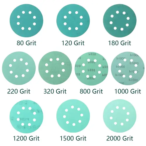 Imagen 2 del producto 45/30/15 Uds 5 pulgadas 125MM 8 agujeros 60 a 2000 granos gancho y bucle película de poliéster papel de lija disco de lijado herramientas de pulido abrasivo