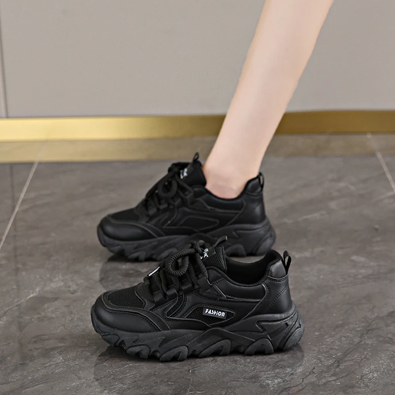 CRLAYDK buty do chodzenia dla kobiet platforma z siateczki Chunky modne trampki do biegania sznurowane wygodne sportowe praca na co dzień tenis