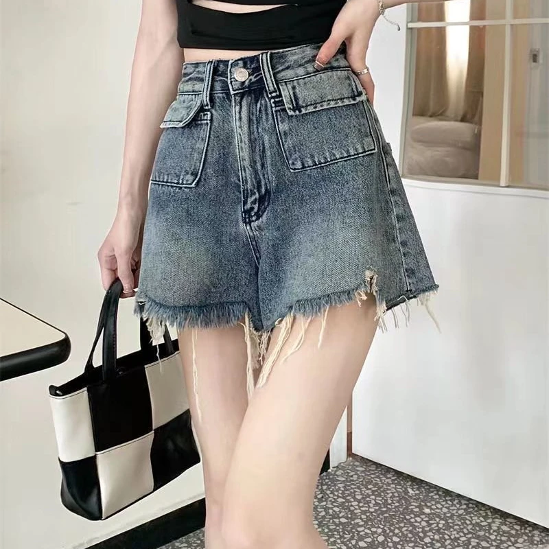 

Summer Casual Fashion Women's Shorts Jeans Tassel Denim Shorts Hot Pants