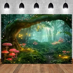 Enchanted Forest Mushroom Wonderland Photography Backdrop – 1pc Polyester Multi-Use Scene for General Events