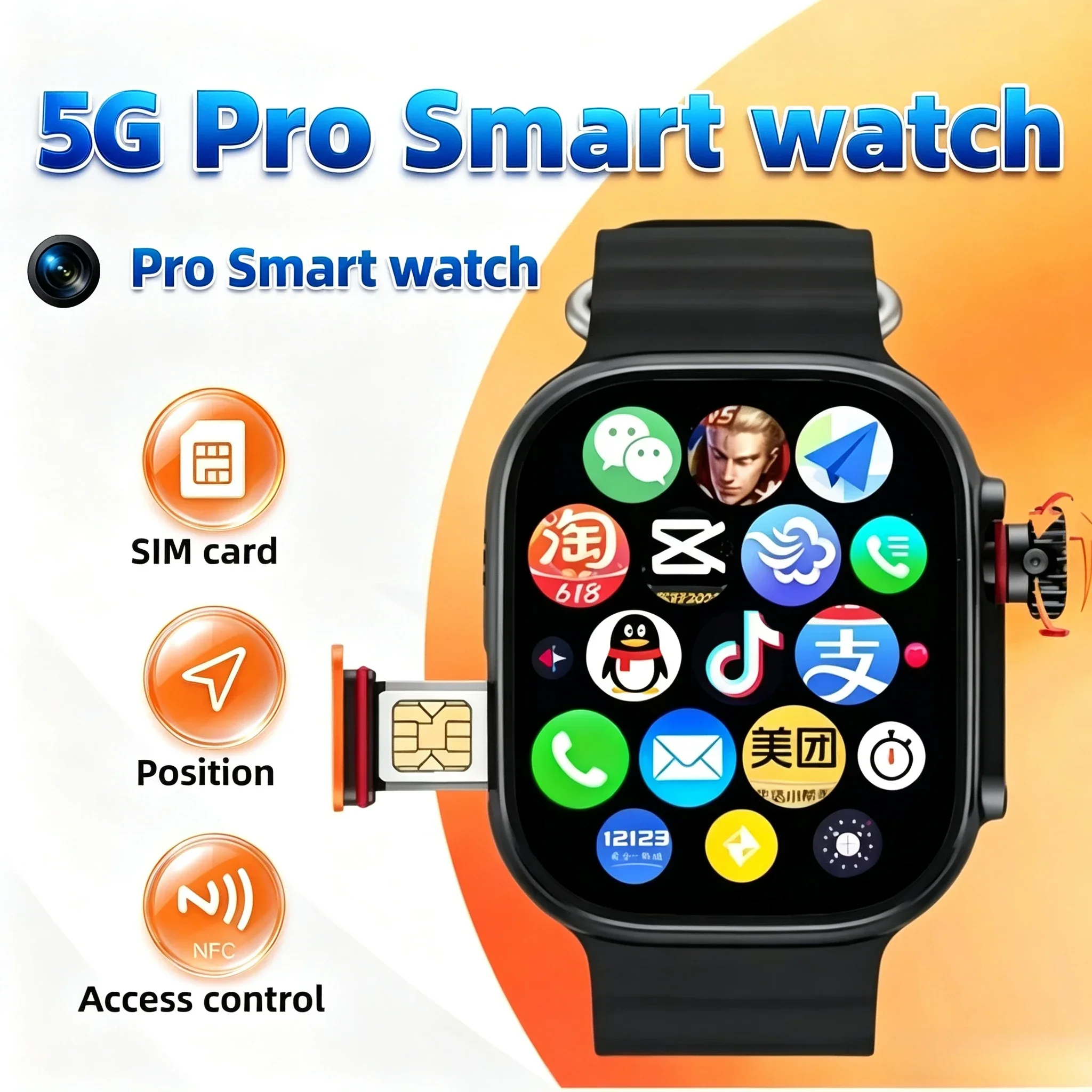 CDS9 Network Smartwatch 5G SIM Card Rotating Camera Android 9.0 Bluetooth GPS Positioning Google Play Global Version Smartwatch
