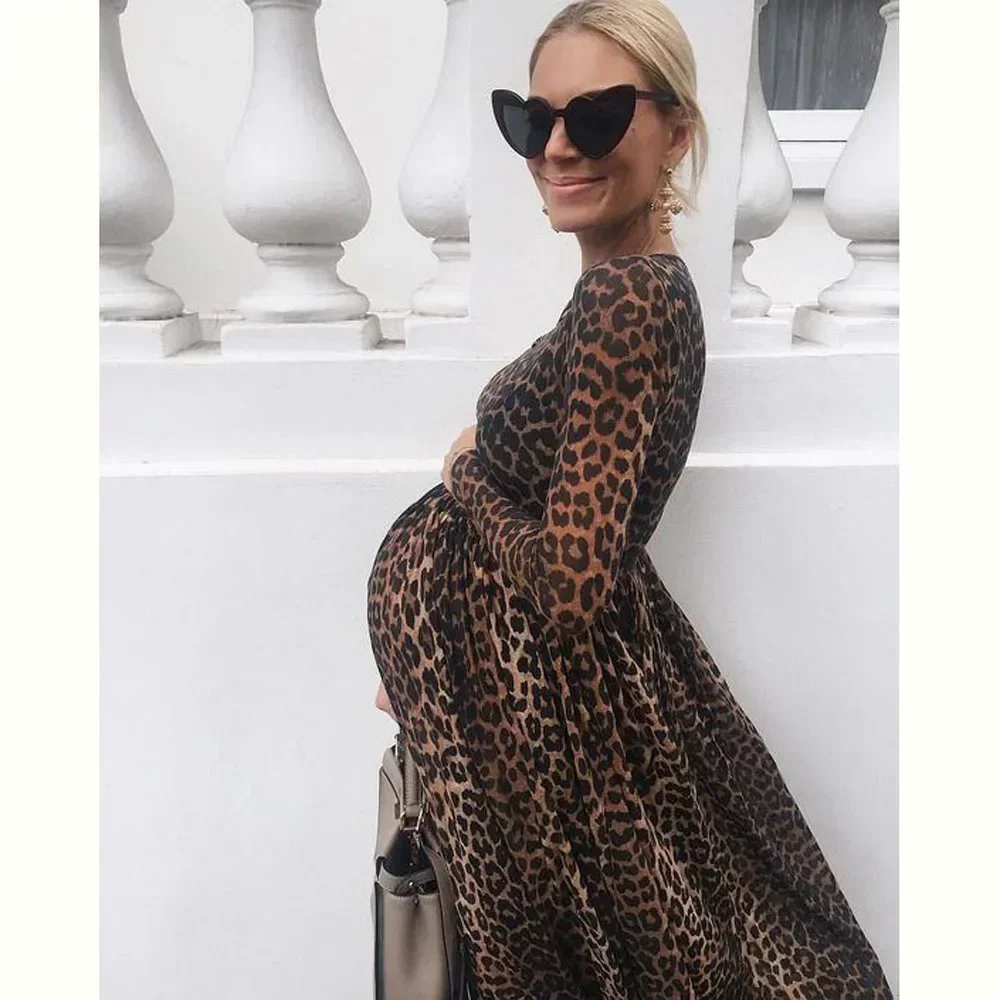 

Leopard Bottoming Dress Pregnancy Dress Photography Maternity Photography Props Maternity Dresses For Photo Shoot Maxi Dresses