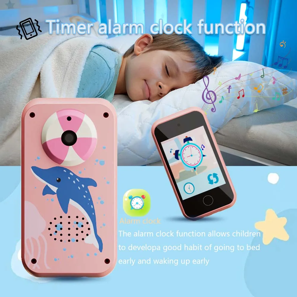 Appareil photo avec lecteur de musique pour enfants, jouets pour tout-petits, téléphone portable du matin, faux téléphone intelligent, écran tactile de 2.4 pouces, apprentissage de l'appareil photo, garçons et filles