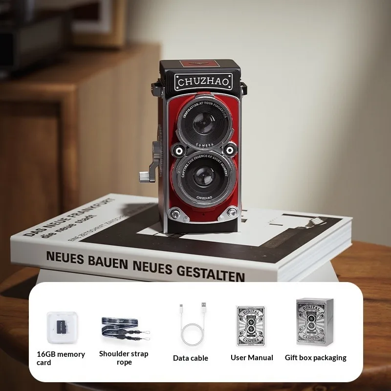 Appareil photo rétro à double objectif : appareil photo numérique 2 en 1 de style film vintage avec écran HD, mini photographie vintage rechargeable