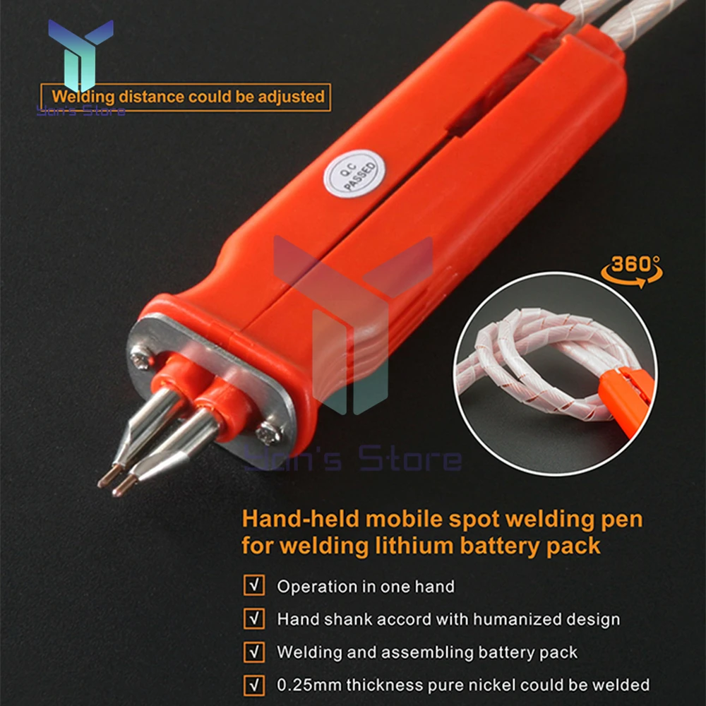 HB-70BN HB-70B Adjustable Universal Welding Pen for Lithium 18650 Battery Spot Welder + 2Pcs Small Welding Pin O/U Connectors