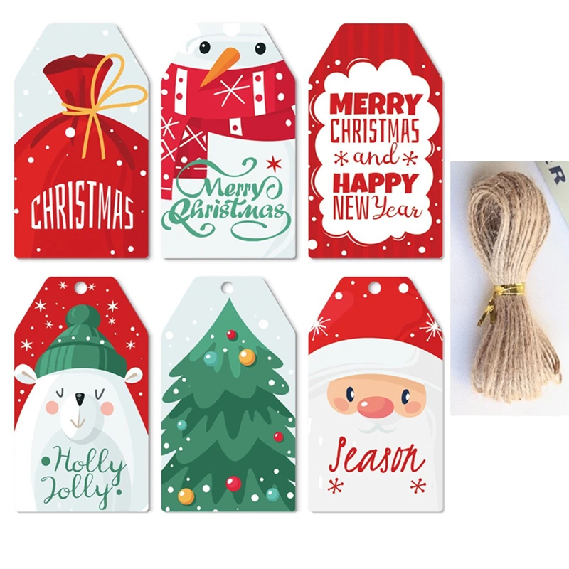 Kraft Hang Tag - 50pcs Christmas Paper Gift Tag Santa