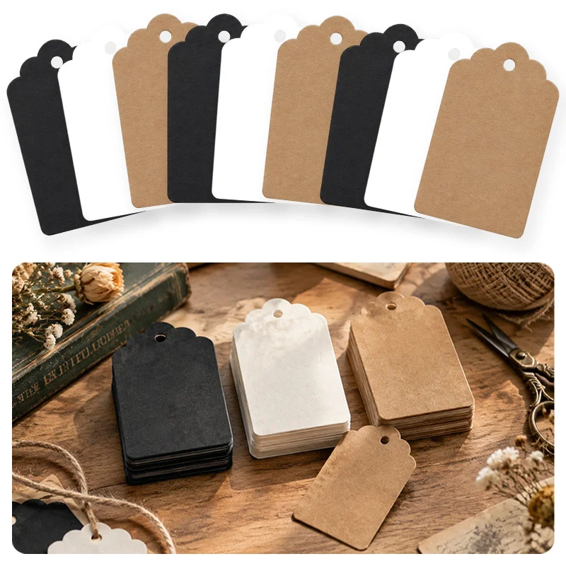 Blank Gift Tags 99PCS Kraft Paper Hang Labels with Holes for Wrapping Jewelry Display Price Tag Merchandise Classification ZYF