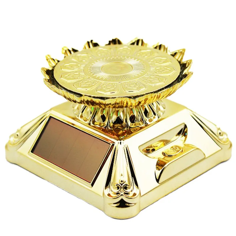 Solar-Powered Lotus Rotating Display Stand with LED Lighting Elegant Acrylic Jewelry Tray for Necklaces Rings and Accessories