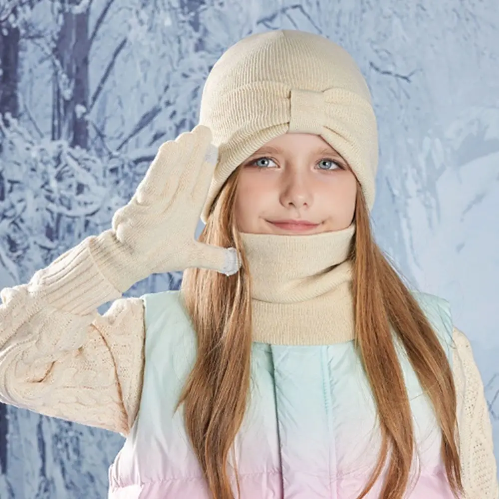 3 قطعة/المجموعة بلون محبوك قبعات للأطفال يندبروف محبوك الأطفال قبعة وشاح قفازات مجموعة الدافئة رشاقته Pompom الشتاء الاطفال قبعة صغيرة