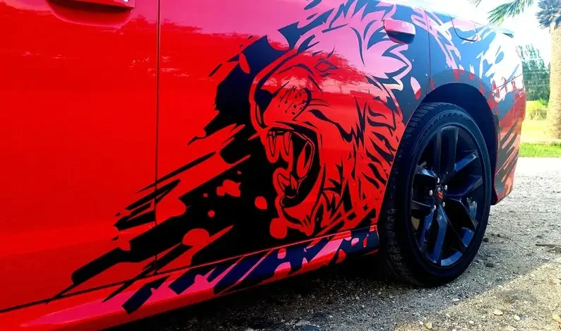 Lion Car Side Graphics for 2015+ Charger Sxt, GT, SRT, Scatpack, Hellcat/Dodge Charger Graphic Stickers