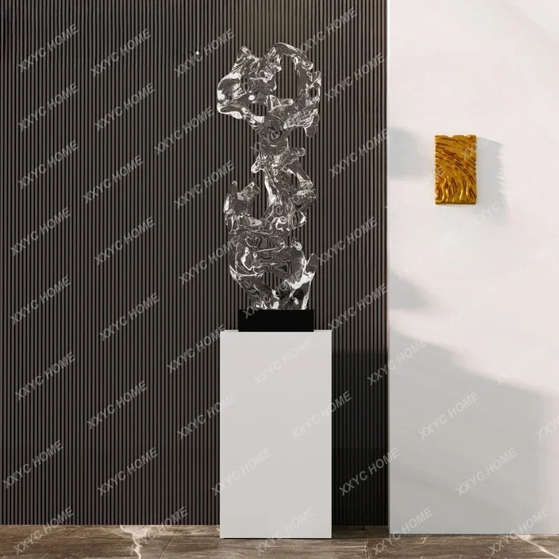 Abstract art transparent sculpture New Chinese style Taihu stone floor ornament Hotel lobby entrance decoration