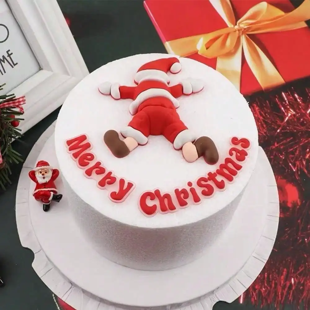 3pcs/set Christmas Cake Decor Cartoon Santa Claus Xmas Merry Christmas Party Gift Cake Toppers Decoration Supply ﻿