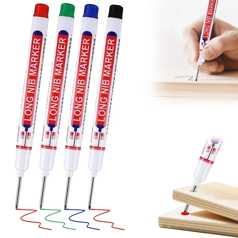 Markers Pen Multi-Purpose Deep Hole Long Nib Head Marker For Metal Perforating Pen Waterproof Bathroom Woodworking Set Supplies
