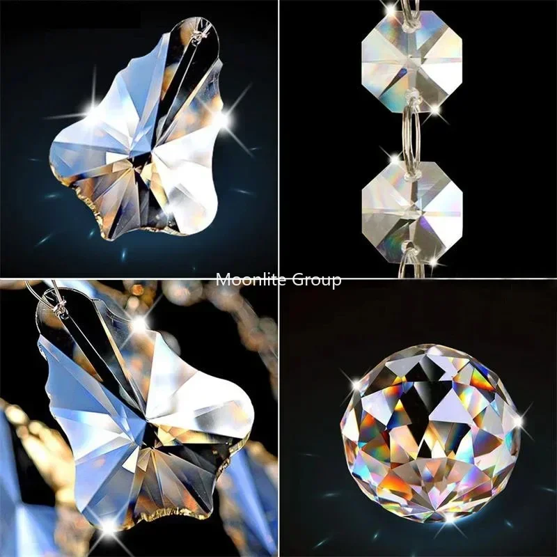 Home Cognac Crystal Chandelier Modern LED Crystal Lights Living Room Bedroom Luxurious Gloss Decorative Lamps